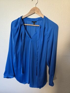 Prive Cobalt Blue Long Sleeve Tie Front Blouse